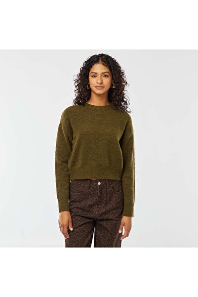 KIABI Soft knit cropped sweater KHAKI