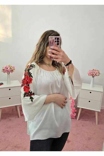 Welike Women's casual blouse with Anna embroidery