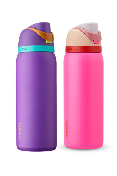 owala FreeSip® Pack of 2 Pink & Purple Stainless Steel Insulated Water Bottle...