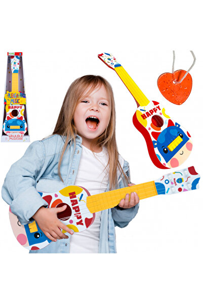 MalPlay Chitara pentru copii Malplay, cu 4 corzi metalice, plectru din plastic inclus, dimensiune 54.5 x 16.