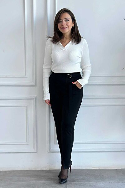 My-o Women's Leg Slit Detailed Side Pocket Steel Interlock Knitted Pants Leggings S-5Xl