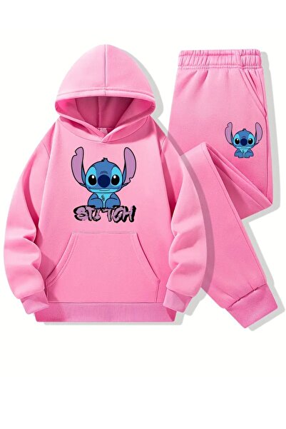 npLStore Children's Stitch Printed Oversize Hooded Sweatshirt Tracksuit Set