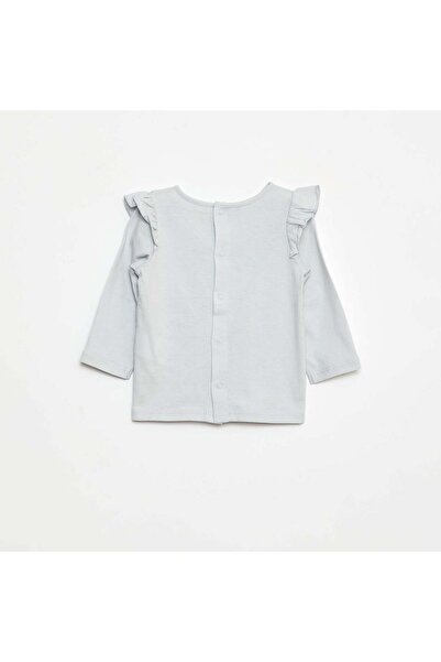 KIABI Long-sleeved patterned T-shirt with ruffled armholes GREY