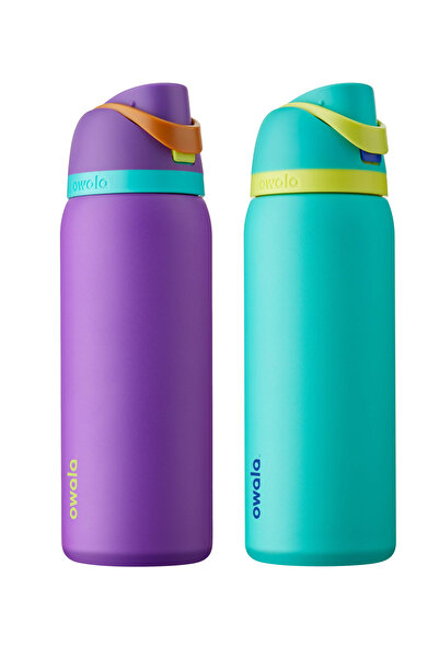 owala FreeSip® Pack of 2 Green & Purple Stainless Steel Insulated Water Bottle 32oz