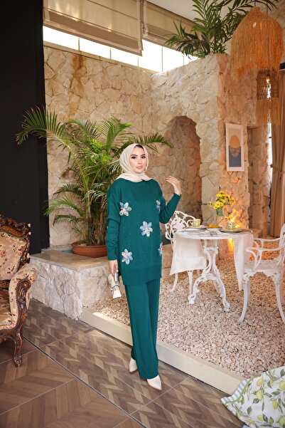 HMZ Modest Dress with Floral Pearls Set