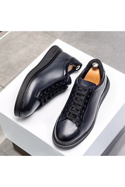 BMoD Teniși bărbătești din piele albastră cu șireturi MOD12103