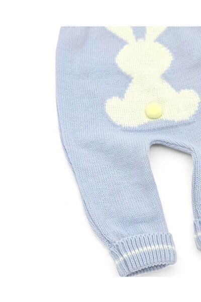 Ege Bebek Winter Rabbit Detailed Knitwear Salopet and Inner Badili Set, 3-6-9-12 Months Knitwear Gardener Jumpsuit R2206