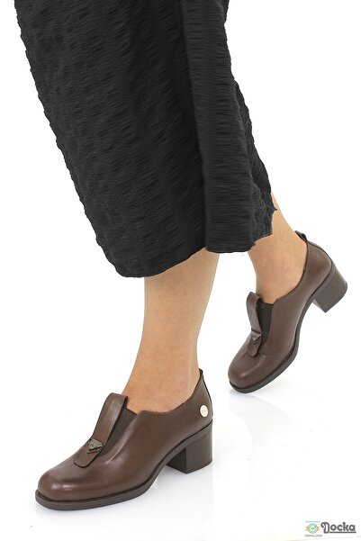 Mammamia Kadın Hakiki Deri Mevsimlik Kalın Topuklu Klasık Ayakkabı M26/KA835