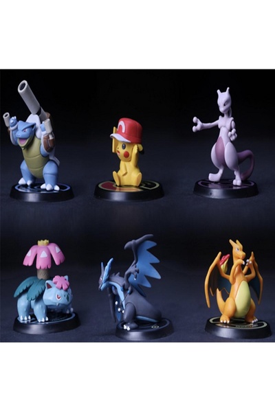 happystoretr 6 adet set poke pikachu set Pokemon figürler 6 ürün bir arada 6-...