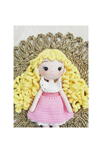 Fatio Handmade Crochet Girl Doll in Blue Dress – 21cm Soft Plush Toy