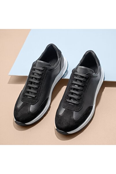 Modlet.ro Pantofi sport bărbătești din piele neagră cu șireturi MOD13752
