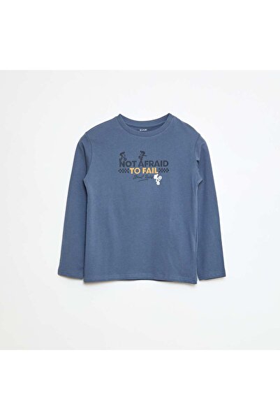 KIABI Printed long-sleeved T-shirt BLUE