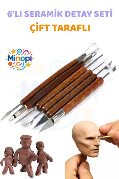 Minopi Seramik Kil Hamuru Detay Seramik Seti 6'lı Modelleme Modelaj Seti Premium Kalite