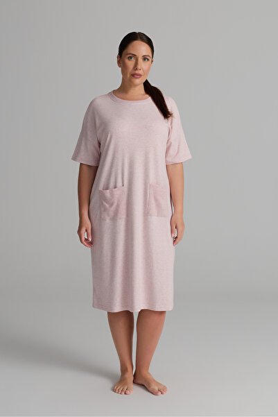 Hays Kadın Plus Size Pamuklu Uzun Kollu Cepli Elbise