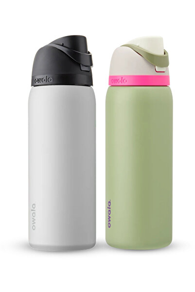 owala FreeSip® Pack of 2 Green & White Stainless Steel Insulated Water Bottle 32oz