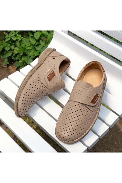 Modlet.ro Pantofi casual bej pentru bărbați cu închidere cu velcro, din piele...