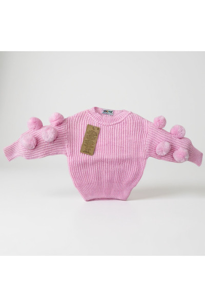 MİLAYS LİFE HOME COLLECTİON KIZ BEBEK TRİKO PONPON DETAYLI KAZAK 6-24 AY