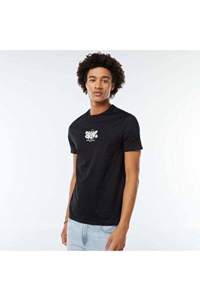 KIABI تي شيرت مطبوع بأكمام قصيرة باللون الأسود