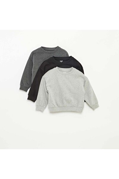 KIABI مجموعة من 3 بلوزات خفيفة الوزن سادة - مجموعة من 3 قطع باللون الرمادي