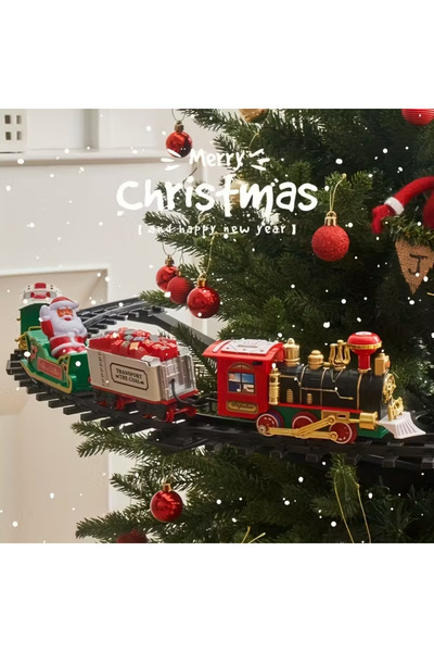 LRS STORE Yılbaşı Çam Ağacına Bağlanan Işıklı ve Sesli Tren Seti–Dekoratif Yılbaşı Süsleri, Müzikli Noel Treni