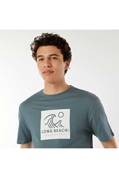 KIABI Printed slogan T-shirt BLUE