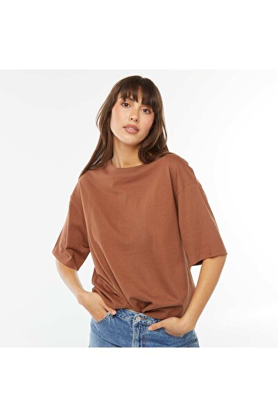 KIABI Oversized round neck T-shirt BROWN
