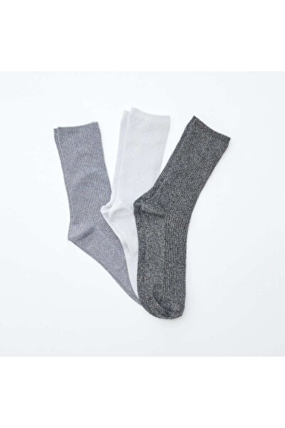 KIABI 3-Pack of Fancy Cotton Socks GREY