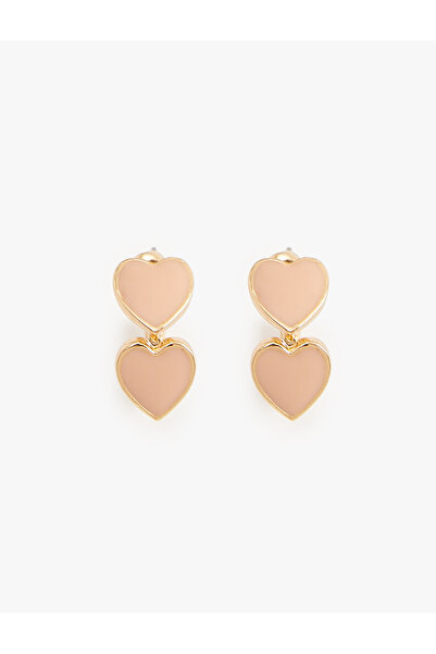 Koton Women's Pink Heart Hoop Earrings