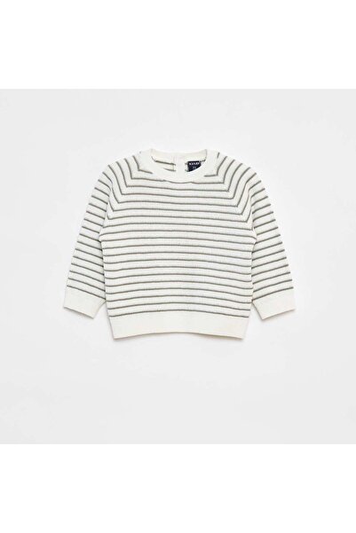 KIABI Striped sweater with button fastening at the back WHITE