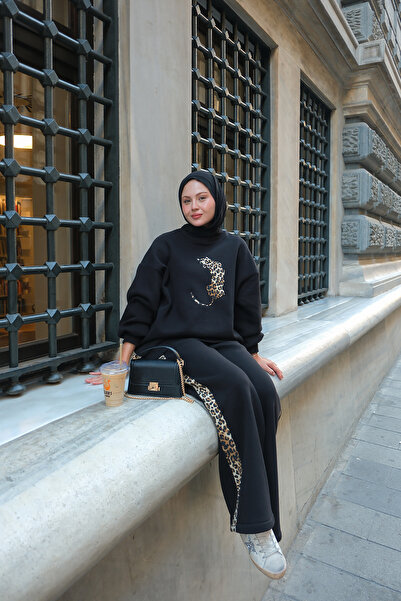 LOCCO Women's Leopard Print Double Suit Black