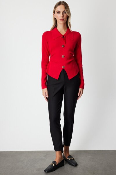 ON Ornamental Buttoned Drawstring Detailed Knitwear Sweater