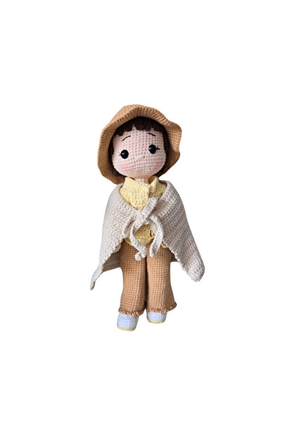 Fatio Handmade Cotton Crochet Girl Doll with Hat & Scarf – Soft Amigurumi Toy for Kids & Baby Gifts