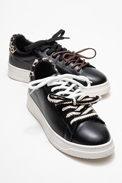 LuviShoes Warron Black Patterned Genuine Leather Women's Sneakers