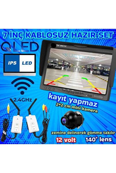 Twogo RX KABLOSUZ 7 İNÇ MONİTÖR 19 MM ULTRA MİNİ ARAÇ GÖRÜŞ KAMERASI 12 V KAY...