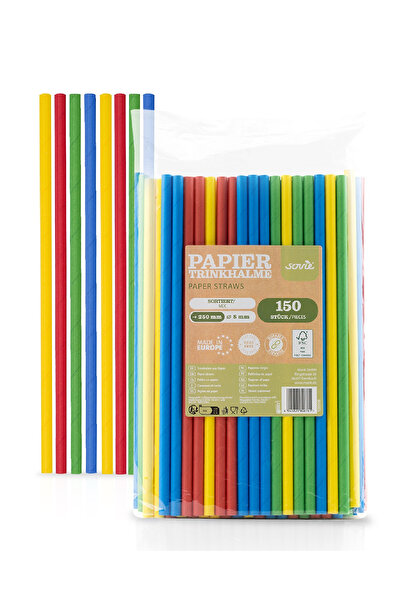 Mank Paper straws, various colors, 8 mm x 25 cm, 150 pcs.