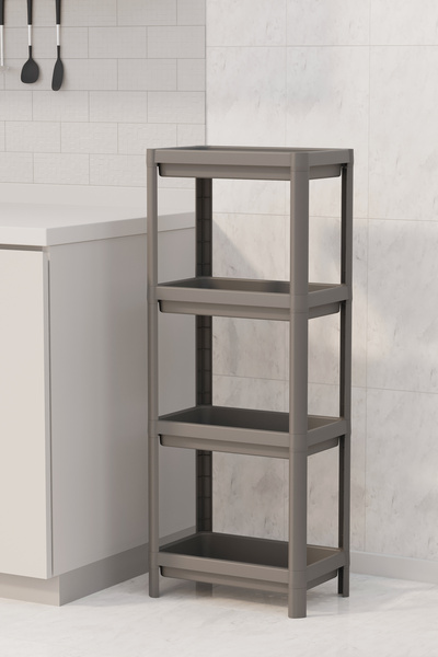 Omaş Household Product وحدة رفوف حمام من 4 طبقات، منظم حمام فيسكين، حامل شامبو، حامل مناشف، خزانة