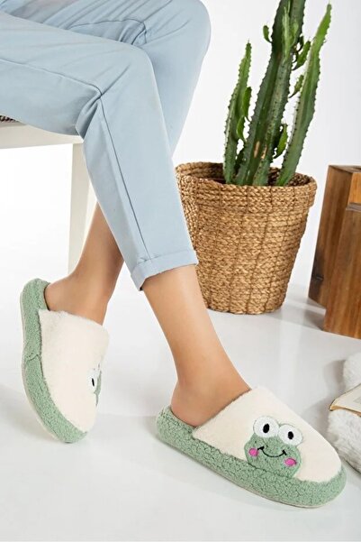 BURAK ALDAY SHOES Жіночі капці для дому з безшумною підошвою Frog Figurlu плюшеві домашні капці