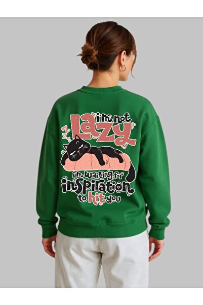 ArtYus Φούτερ Unisex με μακρύ μανίκι Lazy Cat Cat Back Transfer με τύπωμα με ...