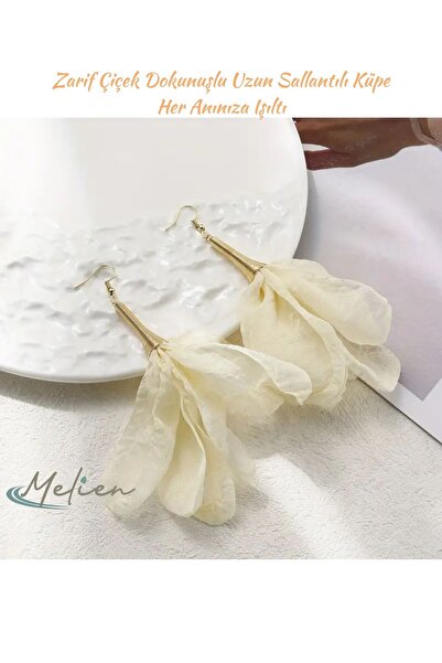 Melien Sophisticated Stylish Elegant and Sweet Lace Mesh Floral Steel Earrings Fairy Style Dangle Night Daily Jewelry