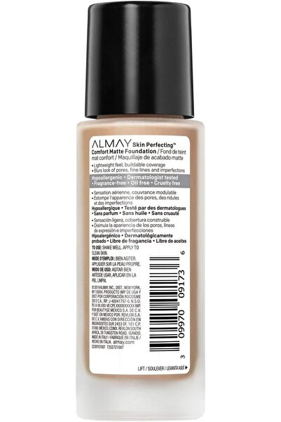 ALMAY كريم أساس مريح غير لامع، لون بيج محايد، مضاد للحساسية، خالٍ من العطور، تم اختباره من قبل أطباء الجلدية، 1 أونصة