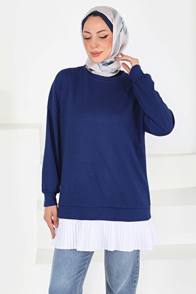 TOFİSA Φούστα με πλισέ λεπτομέρεια Modal Tunic Navy Blue - 27705