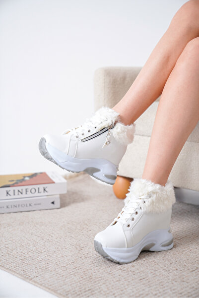 Cananın Pabuçları CNP 01-01 GİZLİ TOPUKLU KÜRK DETAYLI BAĞCIKLI BOT