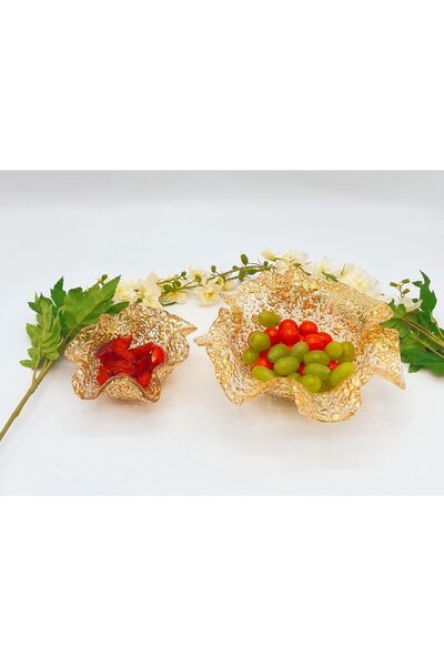 B&D وعاء زجاجي بورق ذهبي