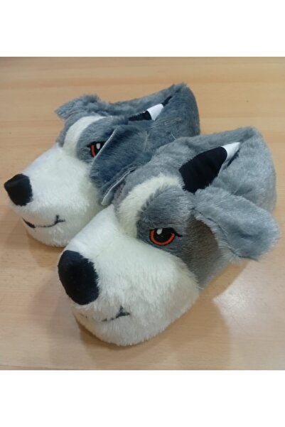 maydos Unisex Sevimli Köpek Figürlü Peluş Panduf Renkli