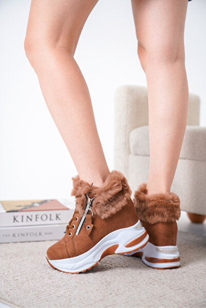 Cananın Pabuçları CNP 01-01 GİZLİ TOPUKLU KÜRK DETAYLI BAĞCIKLI BOT