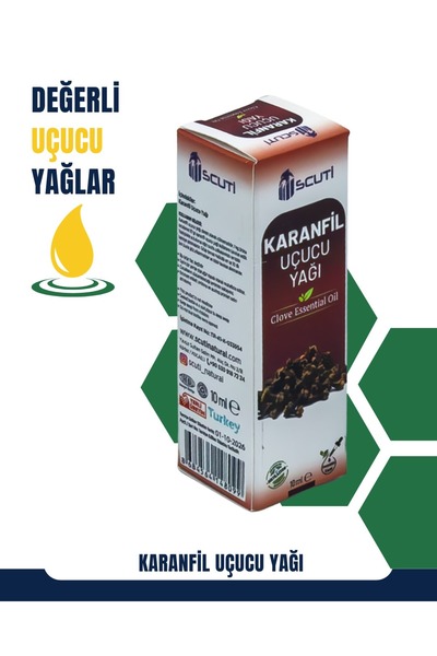 scuti Karanfil Uçucu Yağı - %100 Saf ve Doğal Bitkisel Aromaterapi Yağı 10 ml