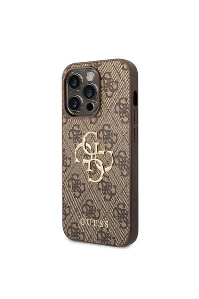 Guess Case for iPhone 15 Pro Max, Hardcase 4G Big Metal Logo, Slim Protection, Compatible, Brown