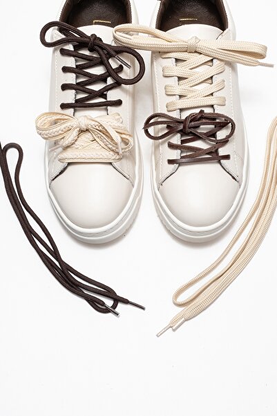 LuviShoes Warron Ecru Brown Genuine Leather Women's Sneakers