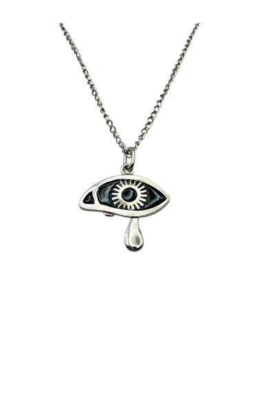 Herşey Nota Unisex Necklace with Black Eye Figure – Mysterious and Modern Design