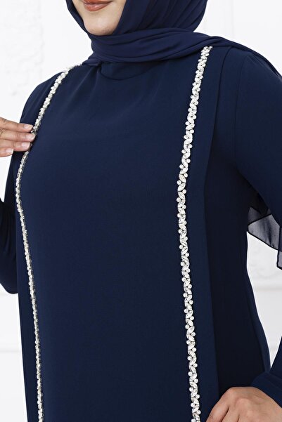 Amine Hüma Yakut Abiye Elbise Lacivert